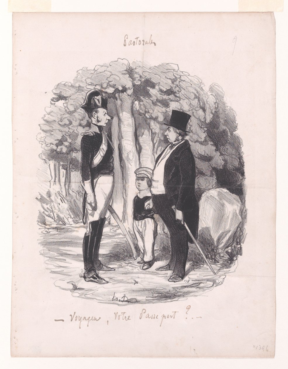 Traveler, Your Passport?, from Pastorales (Romance of Country Life) by Honoré Daumier