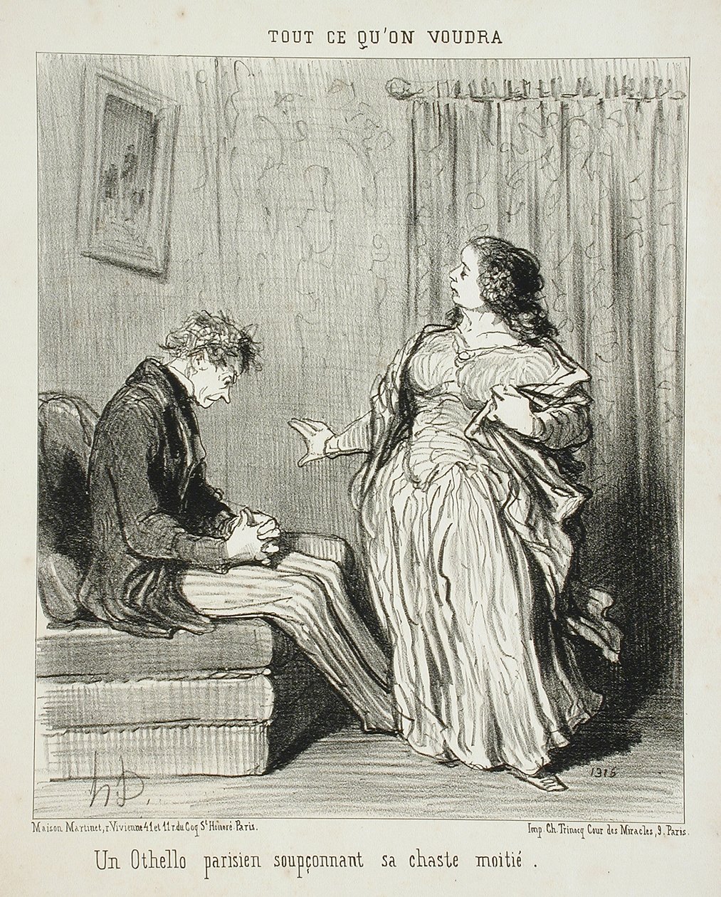 A Parisian Othello Suspecting His Chaste Half by Honoré Daumier