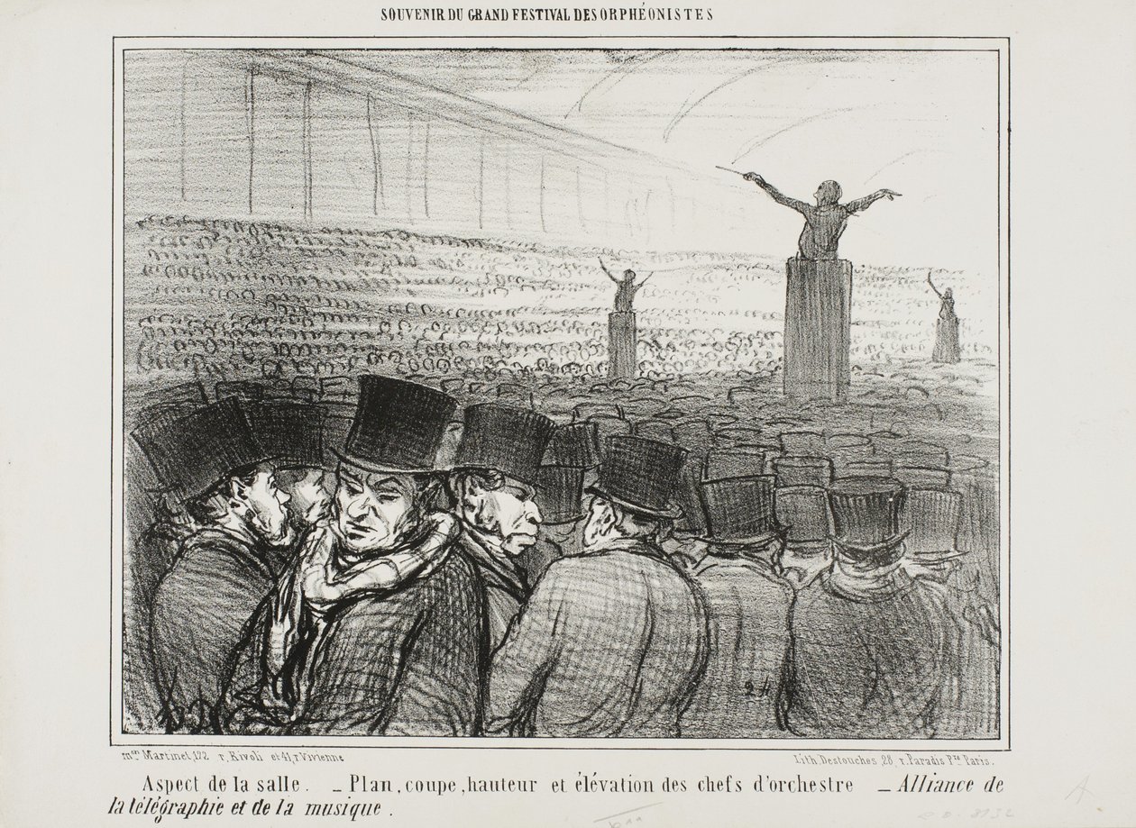View of the grand hall, plate 1 from Souvenir Du Grand Festival Des Orphéonistes by Honoré Daumier