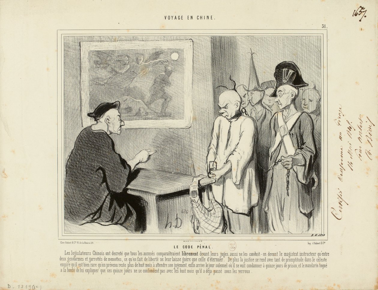 Journey to China No. 31: The Penal Code. The Chinese Legislators Have Decreed That All the Accused... by Honoré Daumier