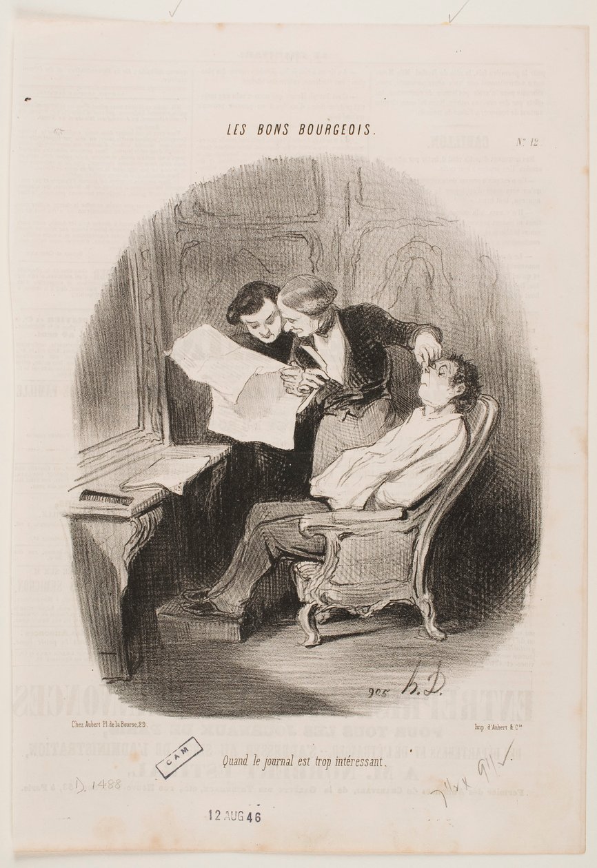 When the Newspaper is Far Too Interesting by Honoré Daumier
