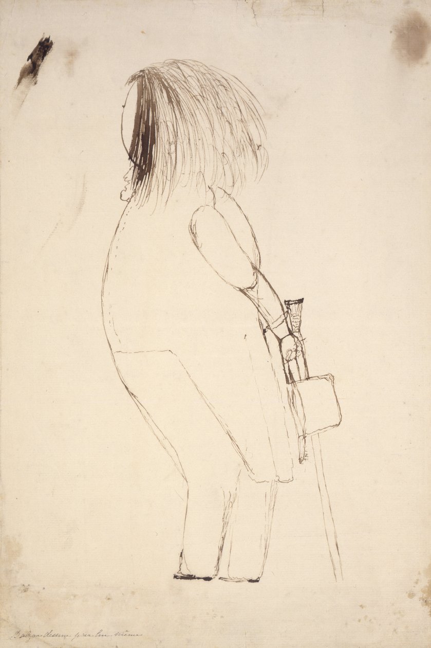 Self portrait with hat and walking stick by Honore de Balzac