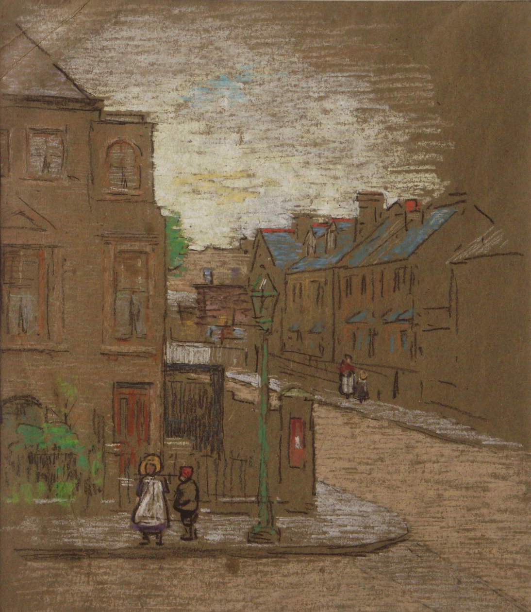Children Waiting on the Corner of a Street, c.1900 by Horace Mann Livens