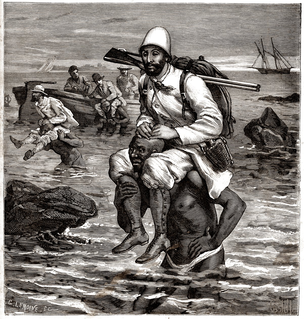 Louis Boussenard Disembarks in Tangier on a Porter