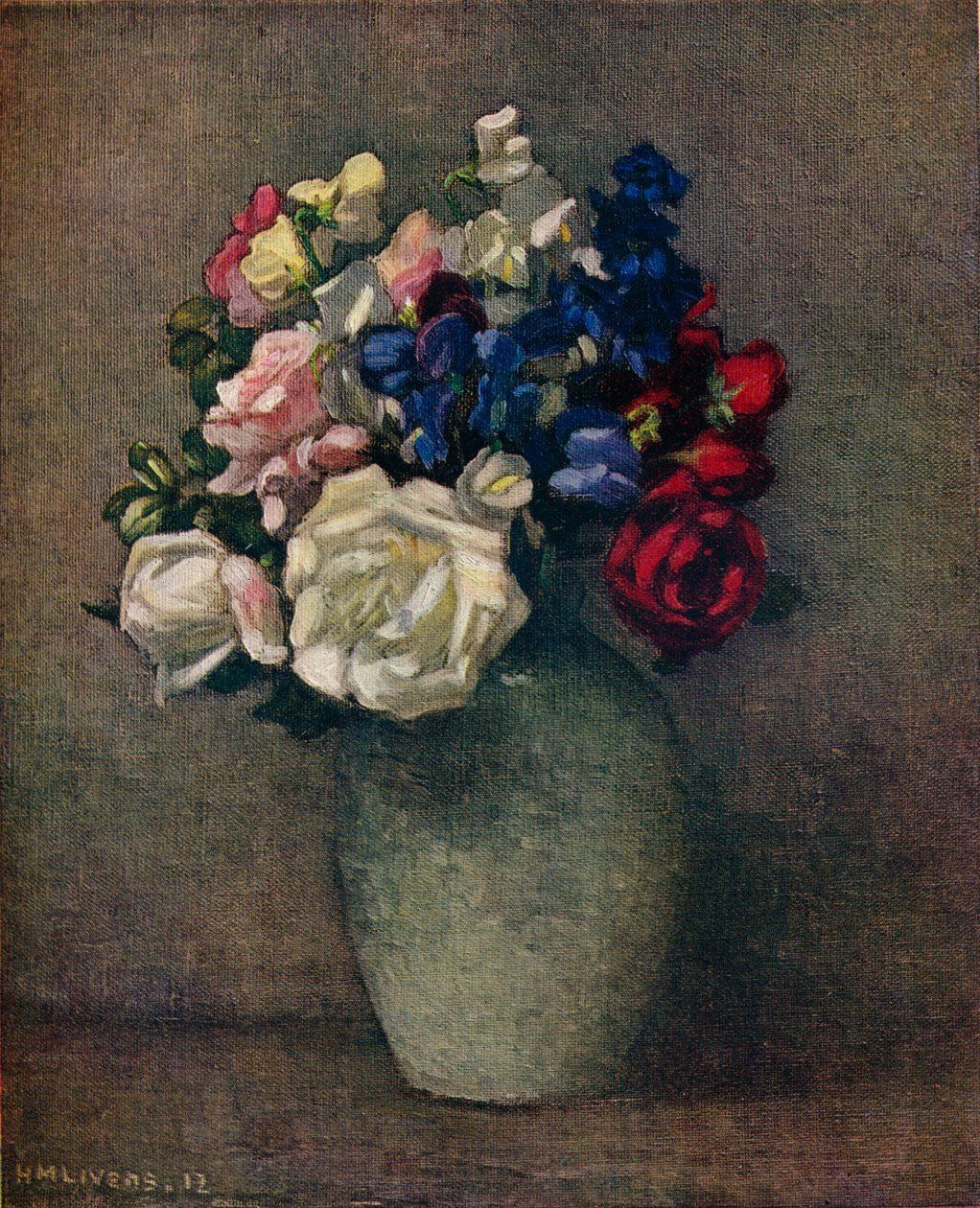 Sweet Peas and Roses, c20th century by Horace Mann Livens