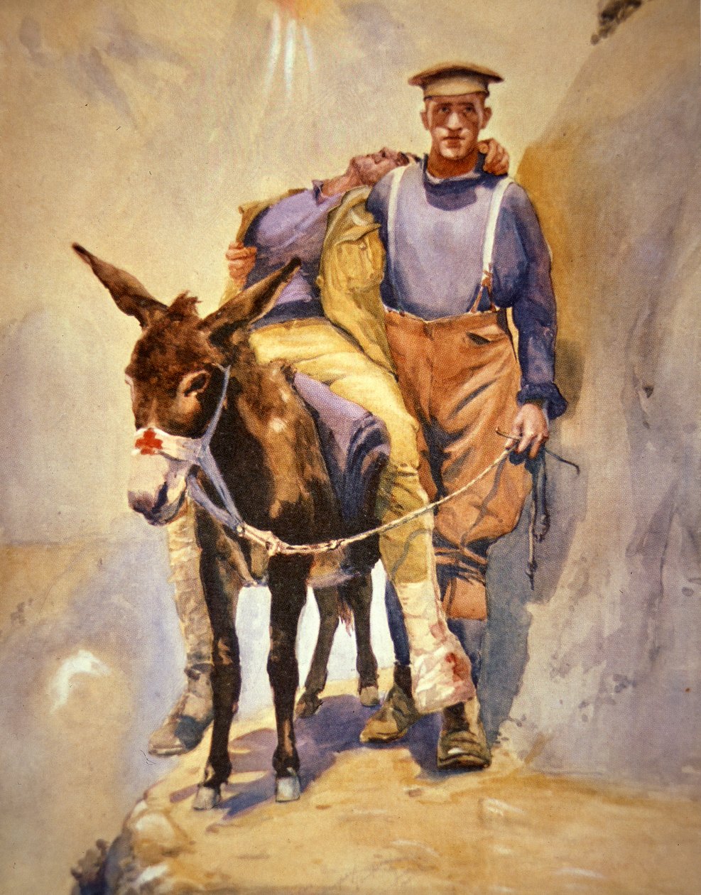 John Simpson Kirkpatrick of the 3rd Australian Field Ambulance who with his donkey rescued wounded soldiers at Gallipoli in 1915 by Horace Moore Jones