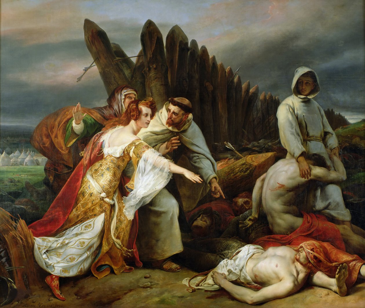 Edith Finding the Body of Harold, 1828 by Emile Jean Horace Vernet