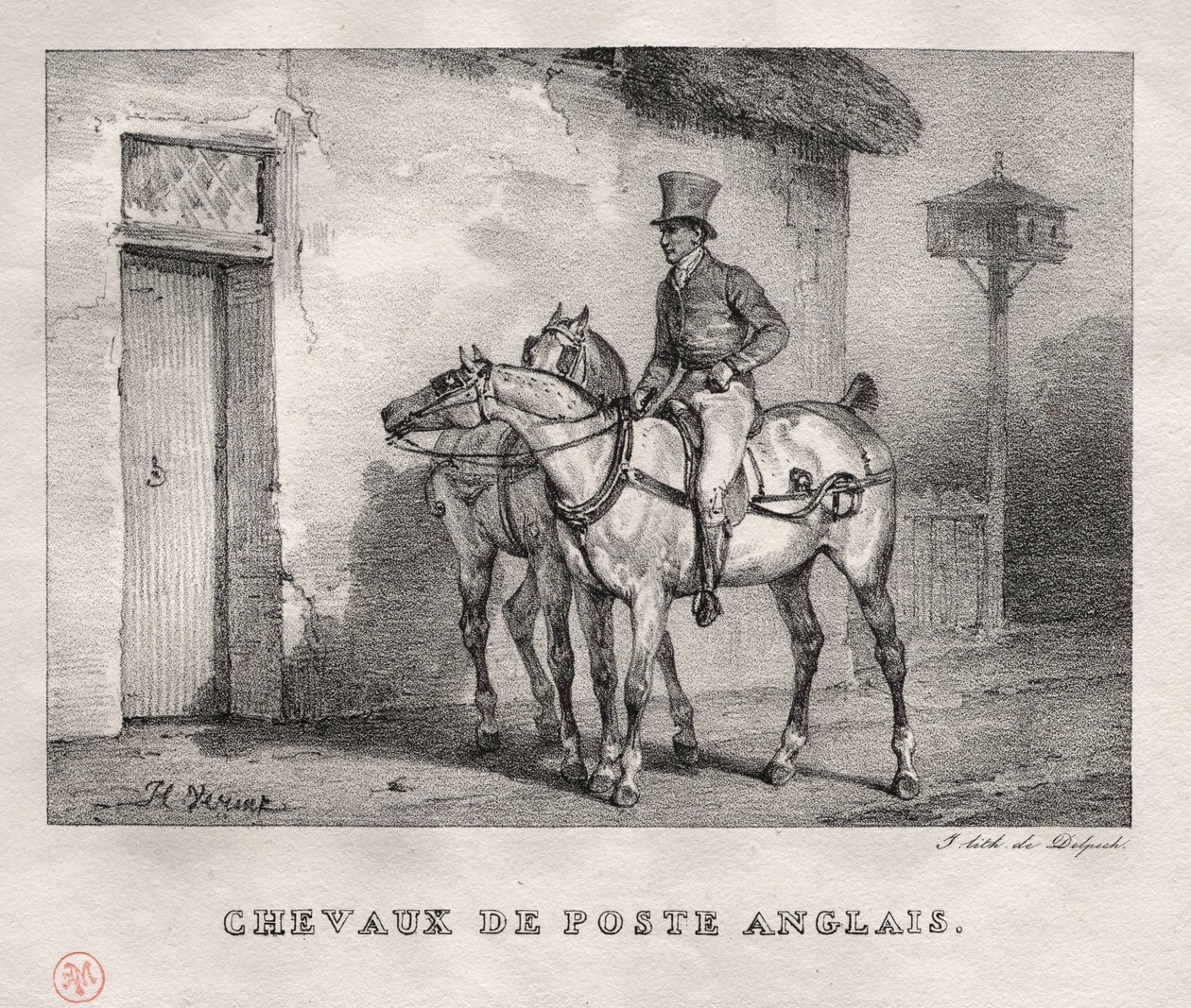 Postal Horses, 1823 by Emile Jean Horace Vernet