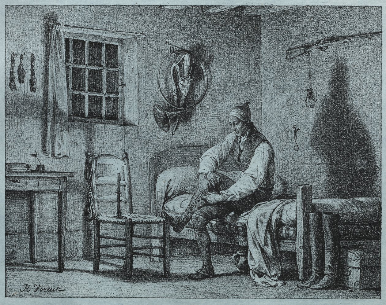The Man-Servant of Limier Rising from Bed by Emile Jean Horace Vernet