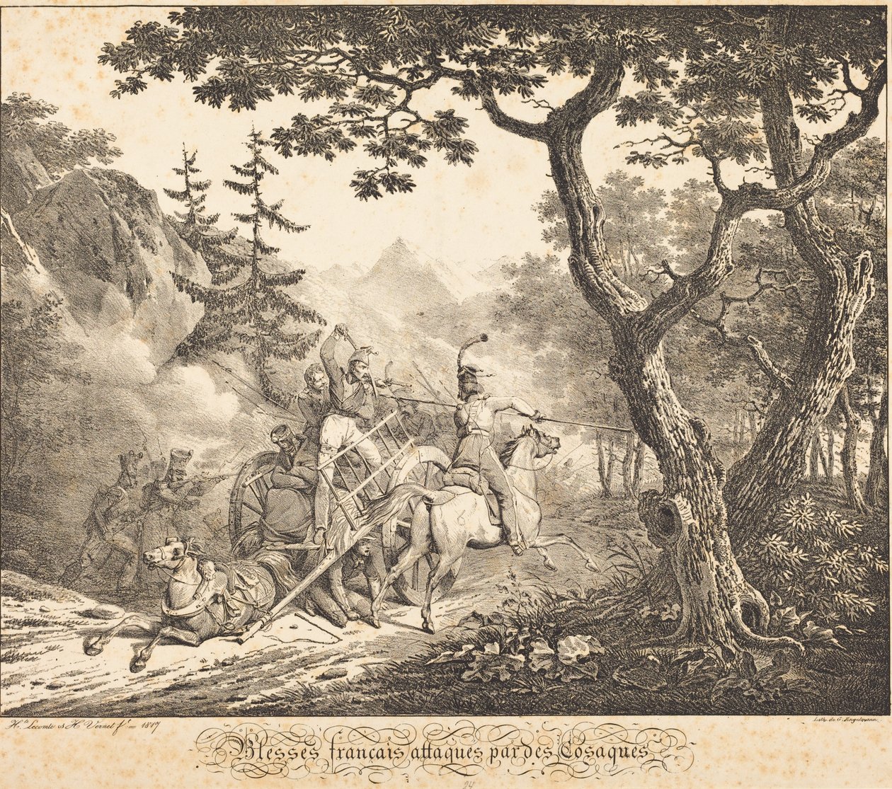 Wounded French Attacked by a Cossack by Horace Vernet