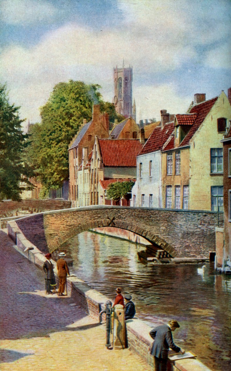 Bridge and Green Quay, Bruges, Belgium, c1924 by Horace W Nicholls