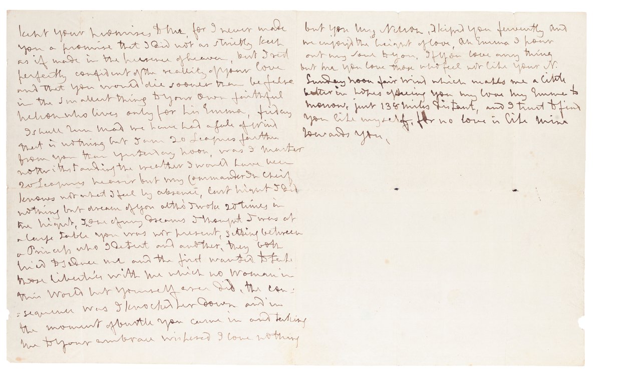 Autograph Letter to Lady Hamilton by Horatio Nelson