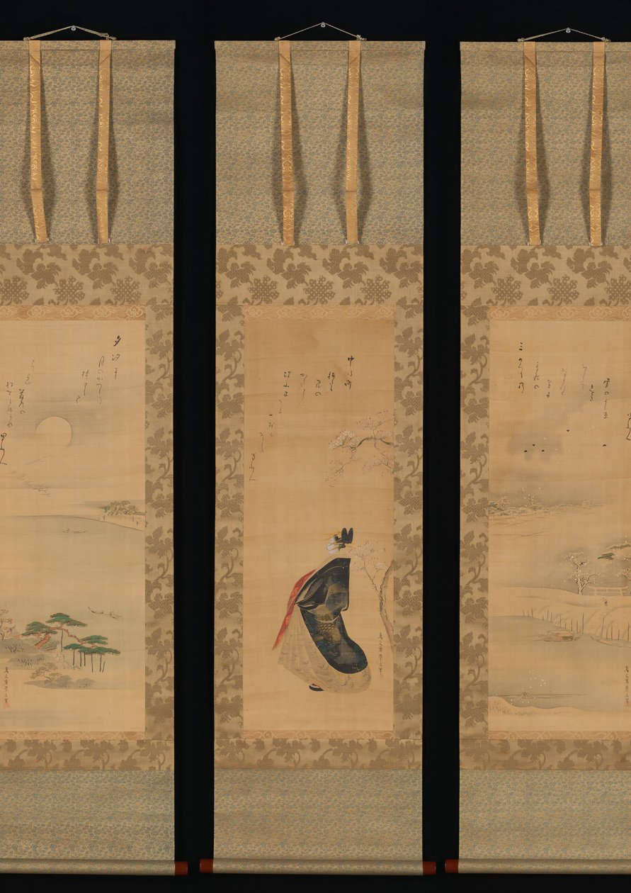 Snow, Moon, and Cherry Blossoms Yoshiwara in Three Seasons by Hosoda Eishi