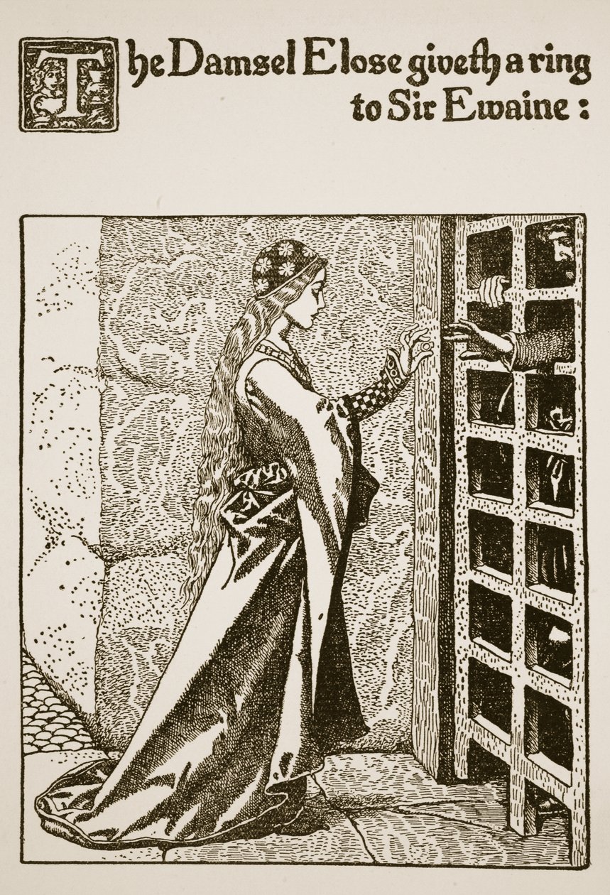 The Damsel Elose Giveth a Ring to Sir Ewaine, Illustration from 
