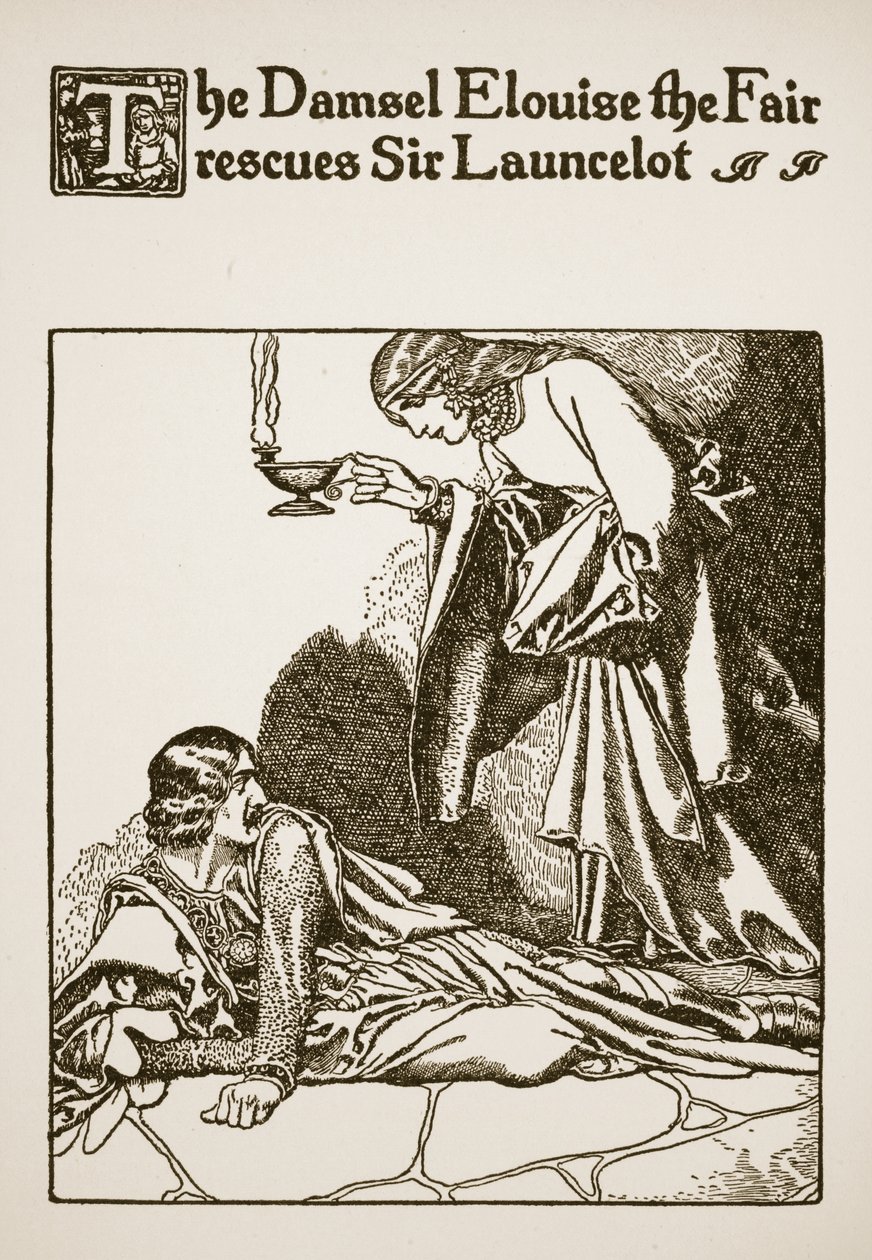 The Damsel Elouise the Fair Rescues Sir Launcelot, Illustration from 