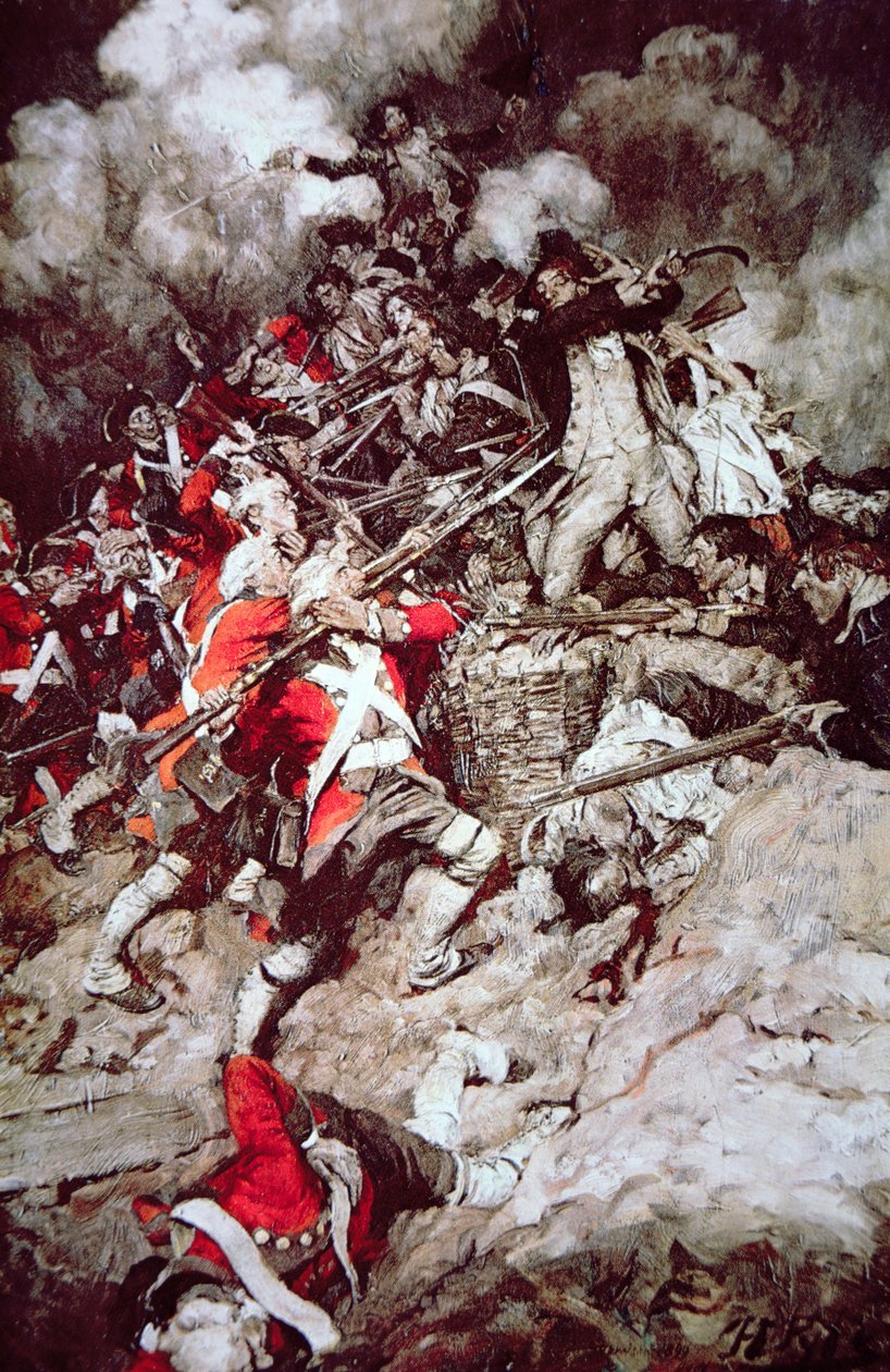 They Scrambled up the Parapet and Went over the Top, Pell Mell, upon the British by Howard (after) Pyle
