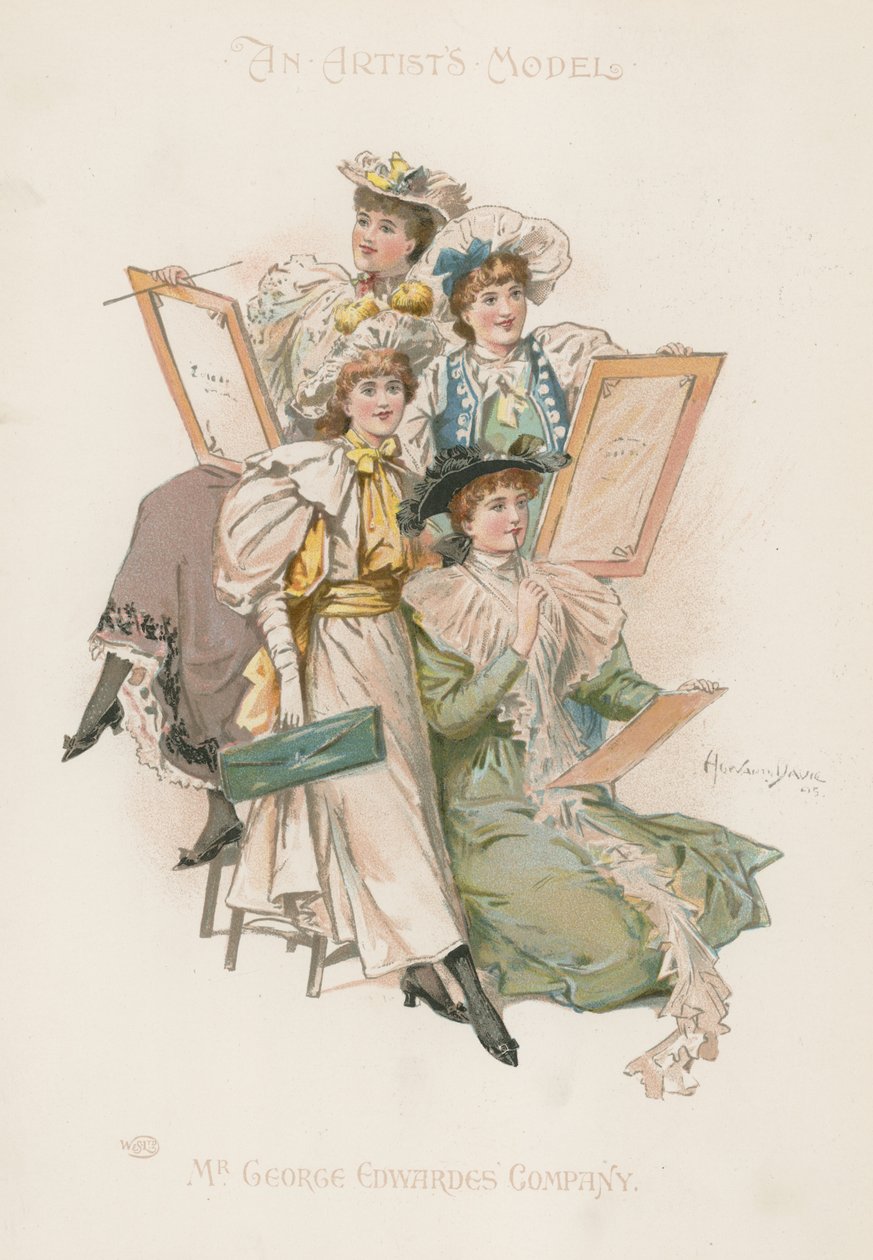 Group of Four Well-Dressed Women Holding Drawing Boards by Howard Davie