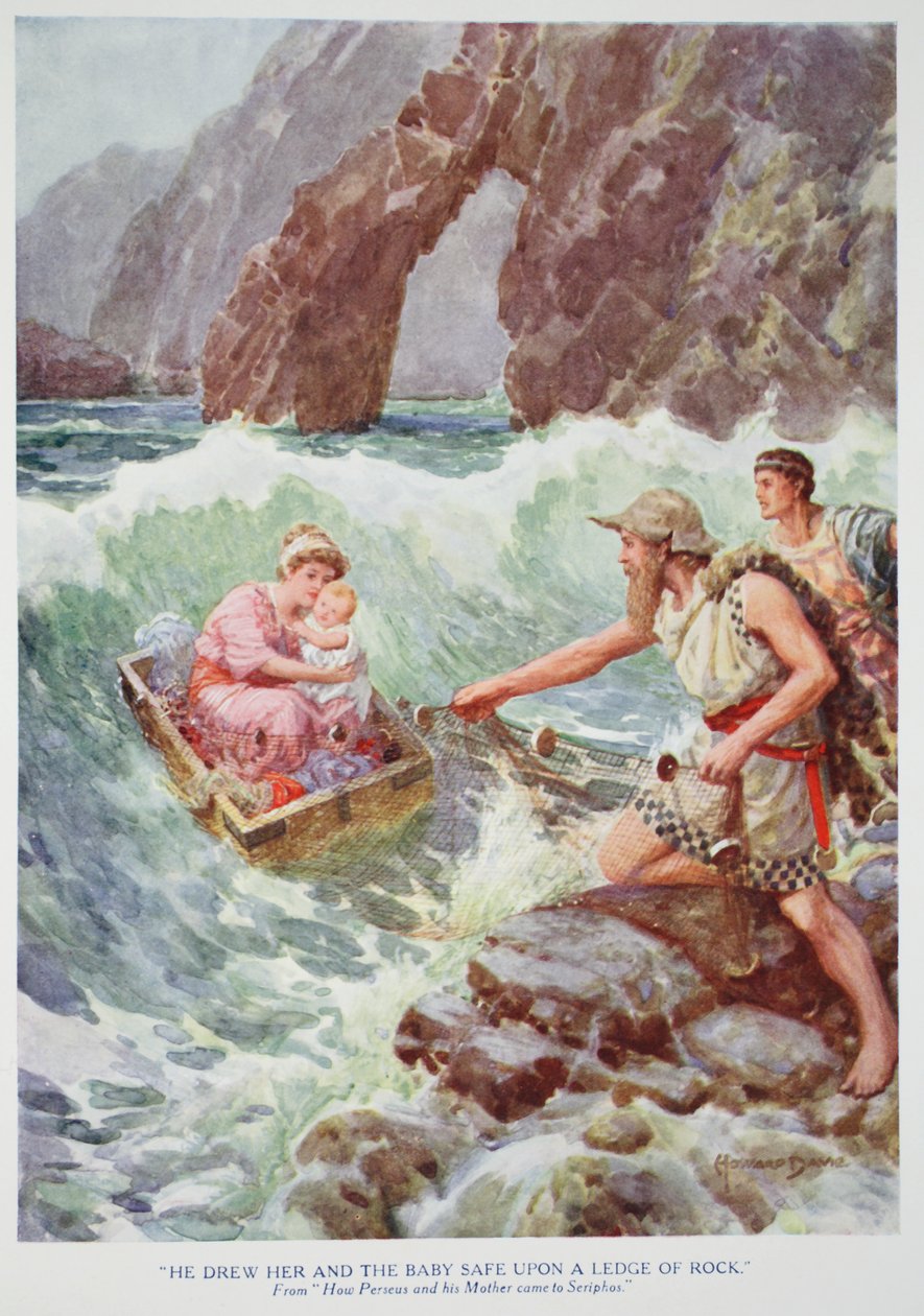 He Drew Her and the Baby Safe Upon a Ledge of Rock by Howard Davie
