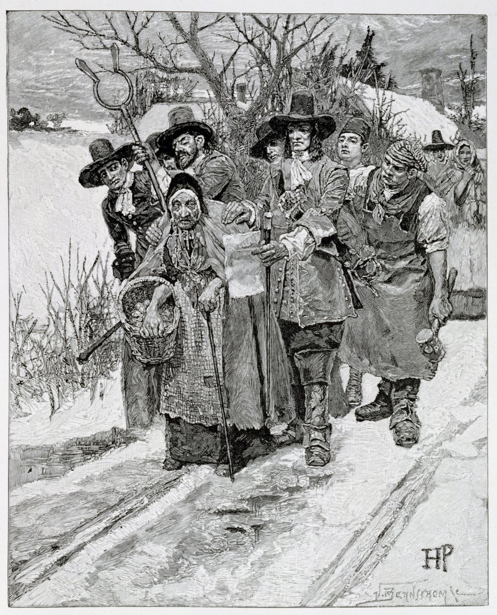 Arresting a Witch, engraved by J. Bernstrom, illustration from 