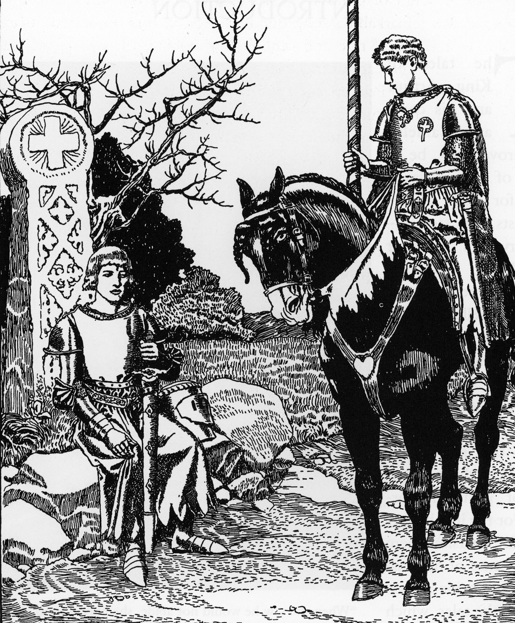 Arthurian Legend: Galahad Meets Melyas de Lyle Illustration by Howard Pyle (1853-1911) from The Story of the Grail and the Passing of Arthur 1910 Private Collection by Howard Pyle