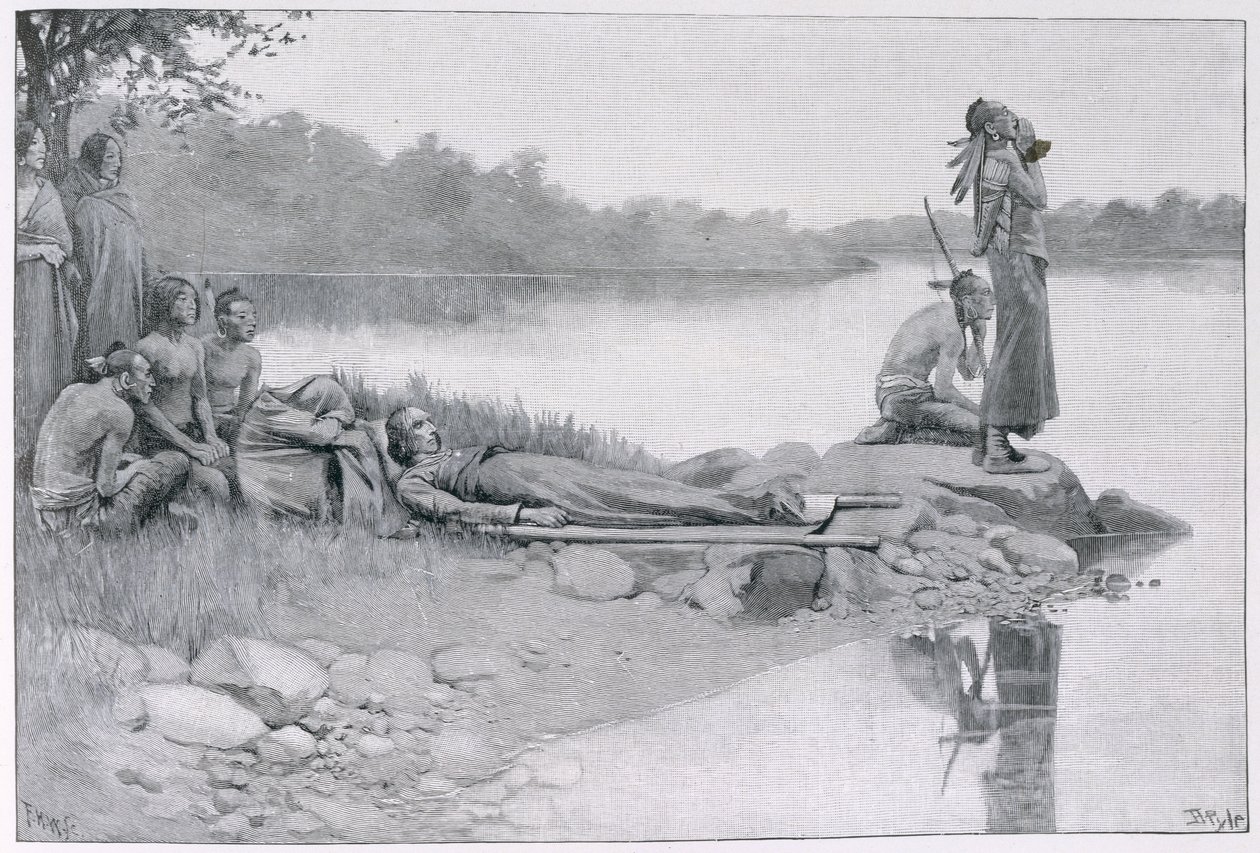 The Death of Indian Chief Alexander, Brother of King Philip, illustration from 