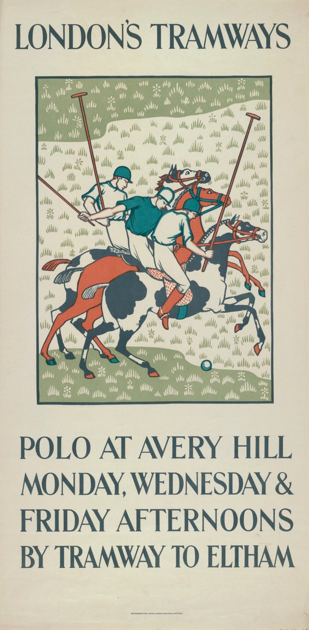 Polo at Avery Hill, London County Council LCC Tramways Poster by Howard Spear