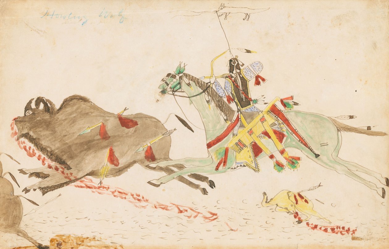 Howling Wolf Hunting Buffalo by Howling Wolf