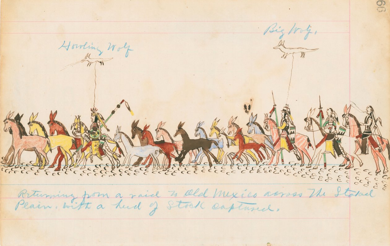 Returning from a Raid to Old Mexico across the Staked Plains with a Herd of Stock Captured, 1874-75 by Howling Wolf