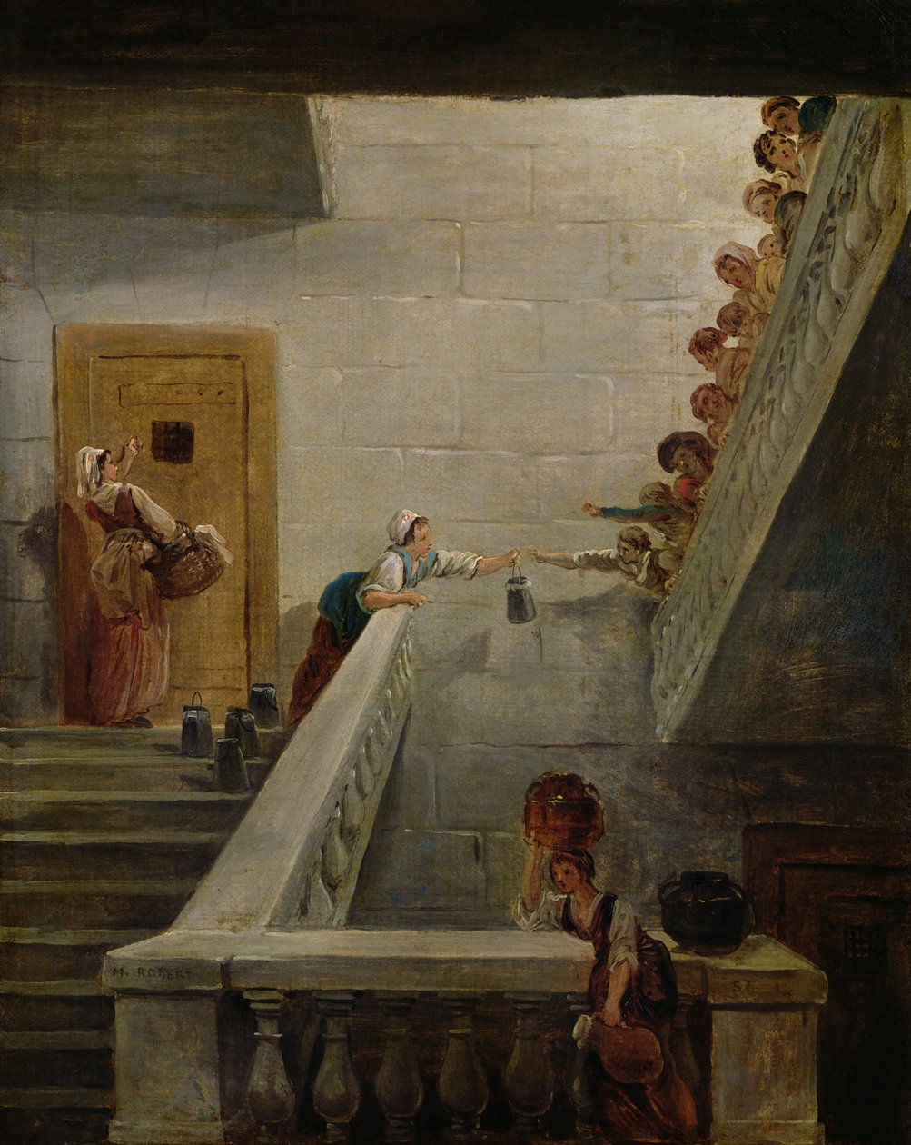 Distributing Milk at St. Lazare Prison by Hubert Robert