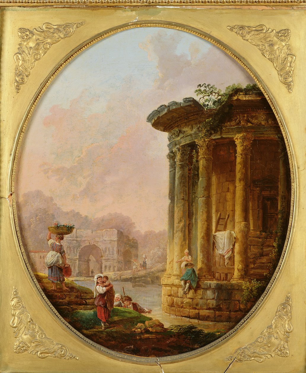 Temple of Vesta and the Arch of Janus Quadrifons by Hubert Robert