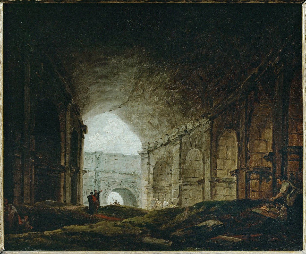 Interior of the Colosseum, Rome by Hubert (circle of) Robert