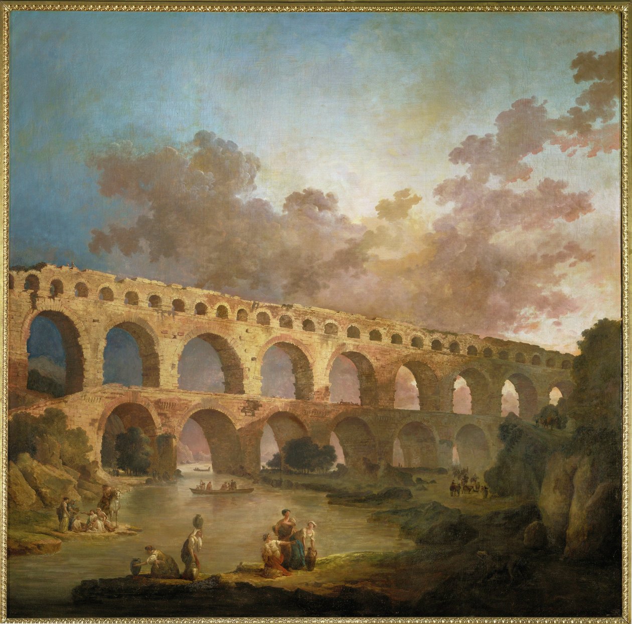 The Roman Aqueduct Across the River Gard by Hubert (circle of) Robert