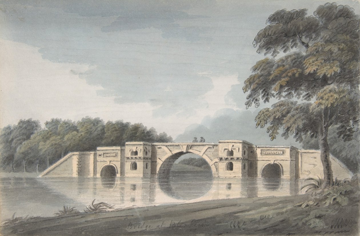 Bridge at Blenheim Palace recto, York Cathedral verso, 18th-19th century by Hubert Cornish