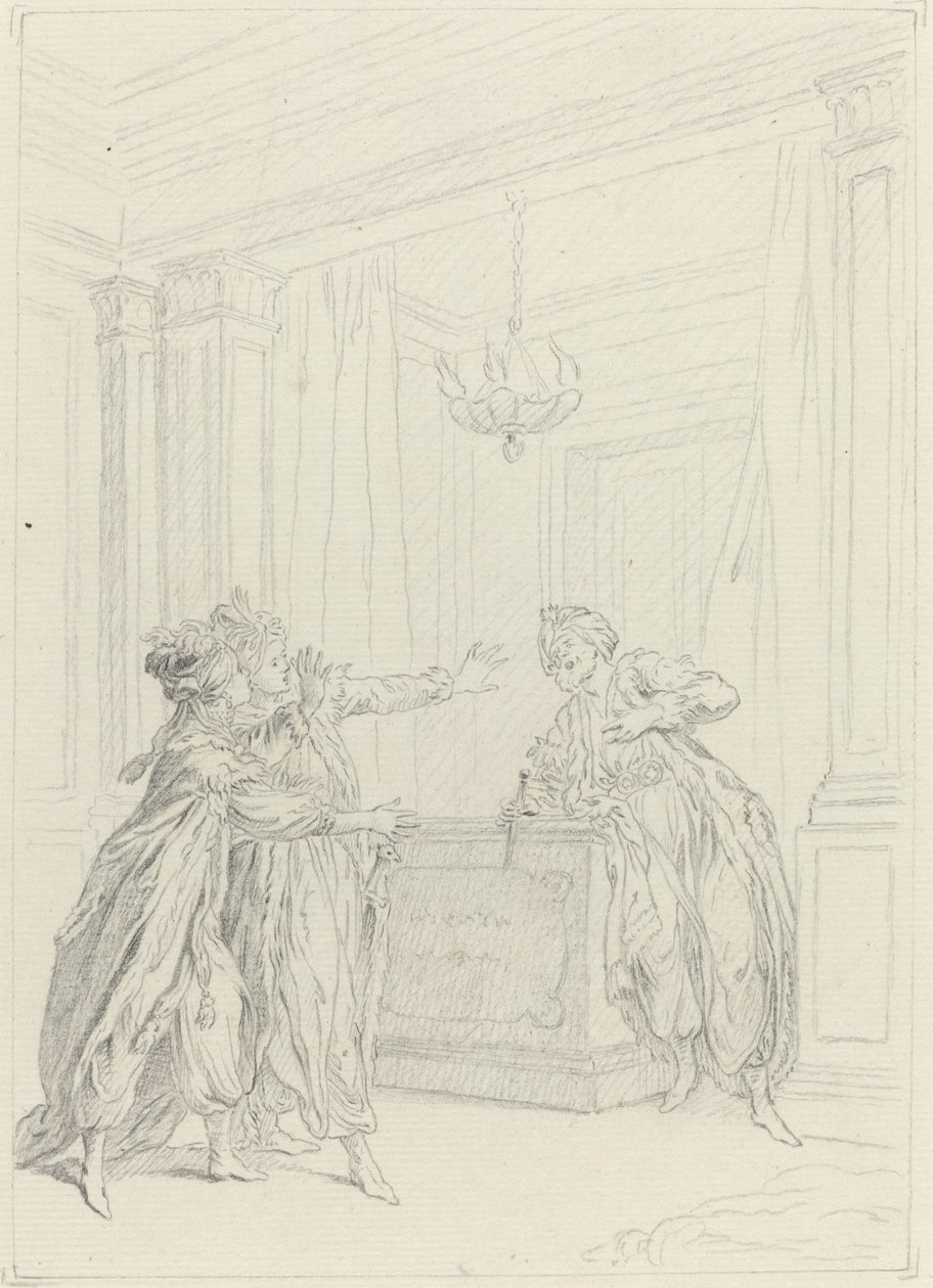Calmine, quel objet vient Effrayer ma vue? by Hubert Francois Gravelot