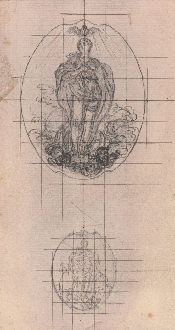 Design for a Medal: Figure of the Virgin by Hubert Francois Gravelot