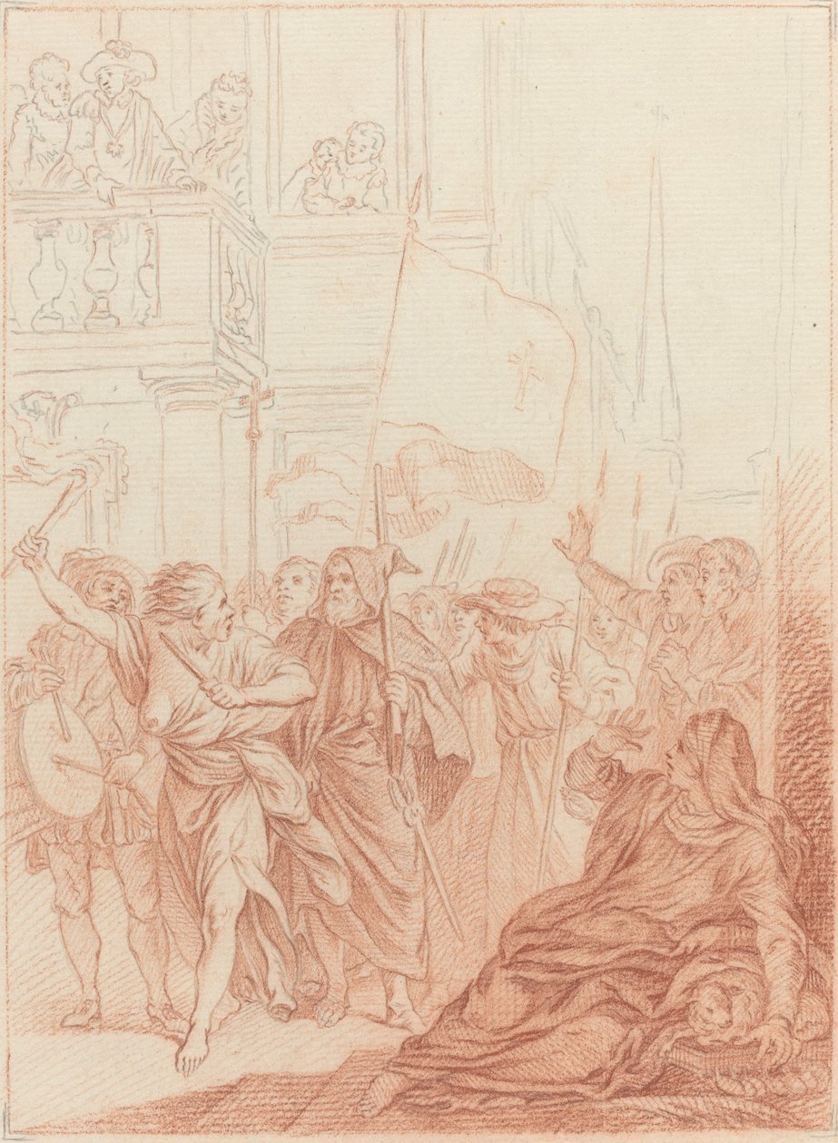 Mayenne qui de loin voit leur folle Entreprise... by Hubert Francois Gravelot