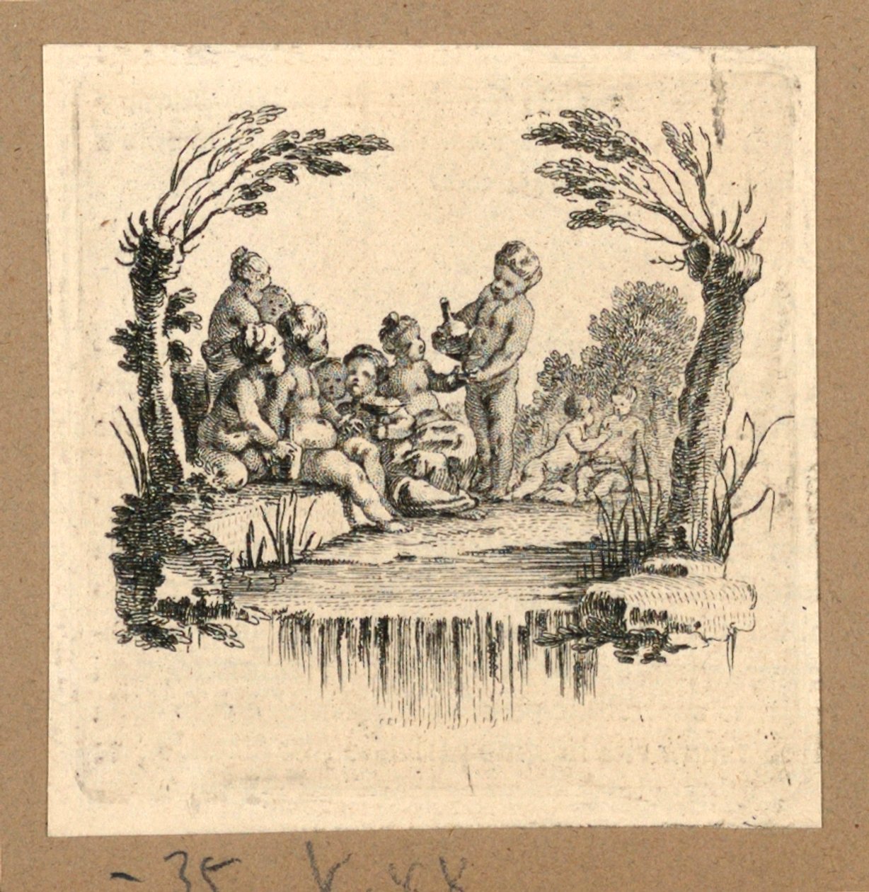 Print, A Group of Children Drinking by Hubert Francois Gravelot