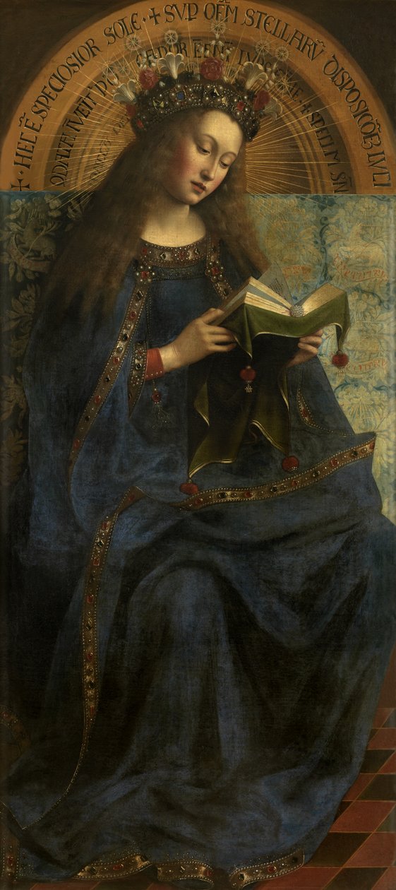 Virgin Mary, from a copy of the Ghent Altarpiece (open, central panel) after 1432 by Hubert & Jan van (1390 1441) (after) Eyck
