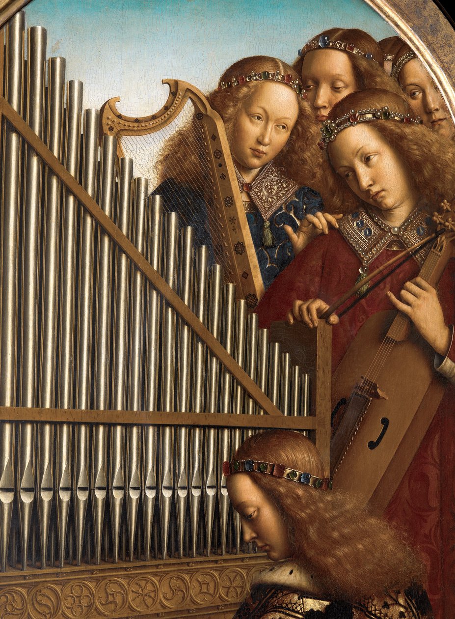 Angel Musicians with St. Cecilia, from the Ghent Altarpiece by Hubert & Jan van (1390 1441) Eyck