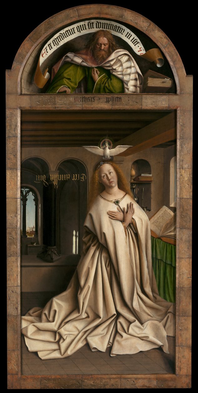 Lunette: The Prophet Micah. Lower panel: Virgin Annunciate, from the exterior of the right panel of the Ghent Altarpiece by Hubert & Jan van (1390 1441) Eyck