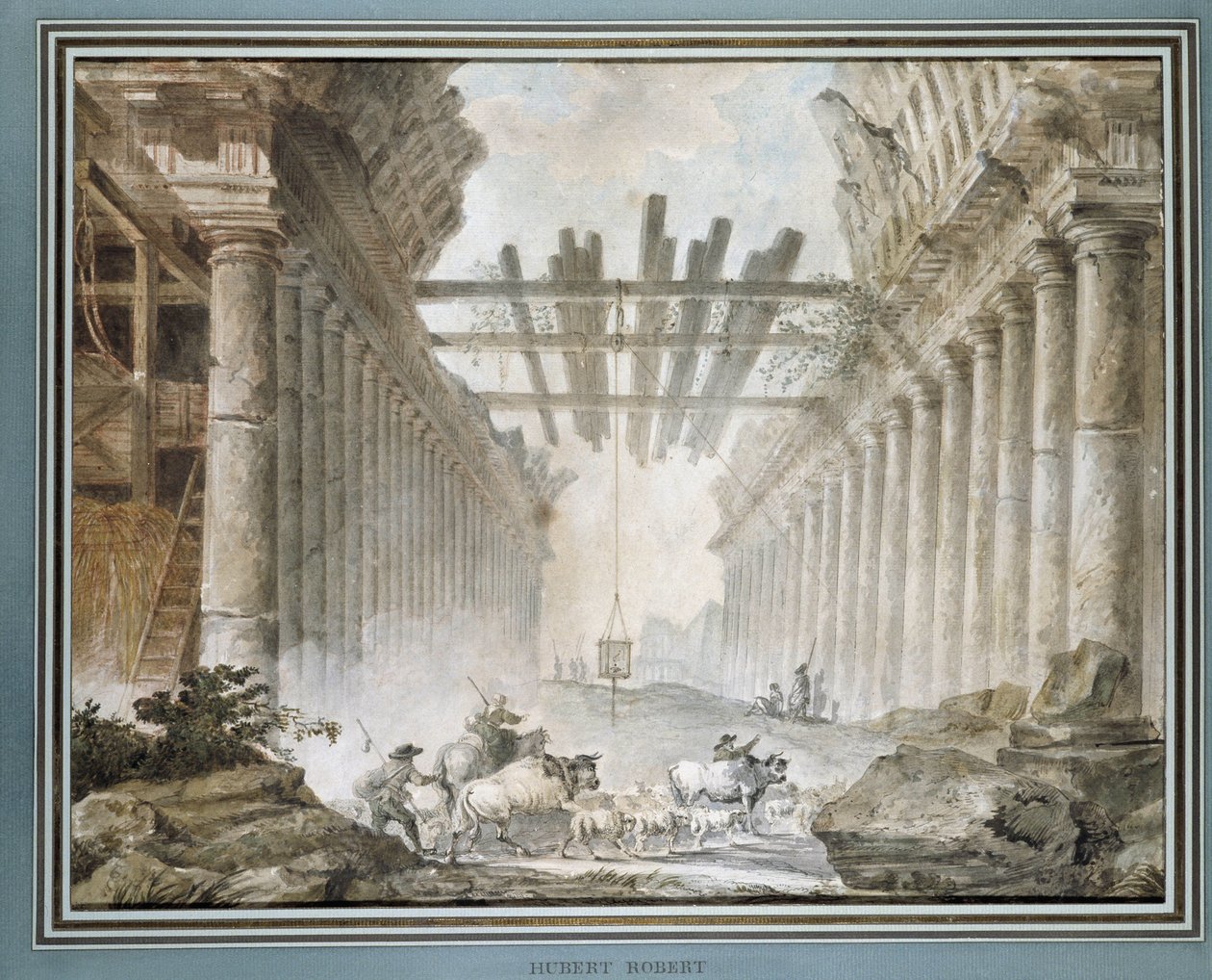 Herd in the Ruins of a Temple by Hubert Robert