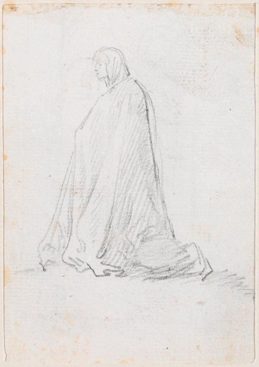 Kneeling Figure in a Hooded Robe by Hubert Robert