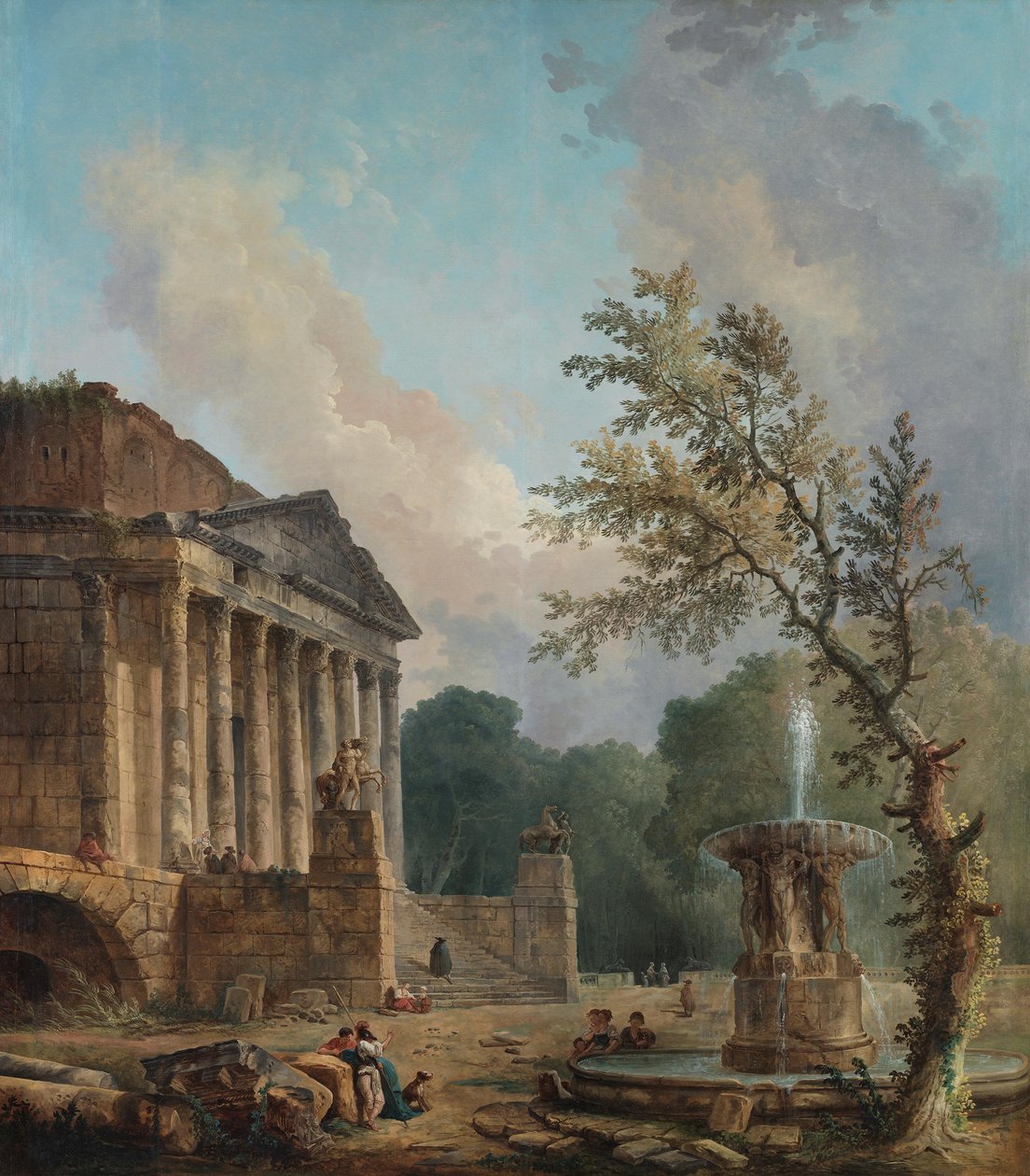 Landscape with Roman Temple Ruin by Hubert Robert