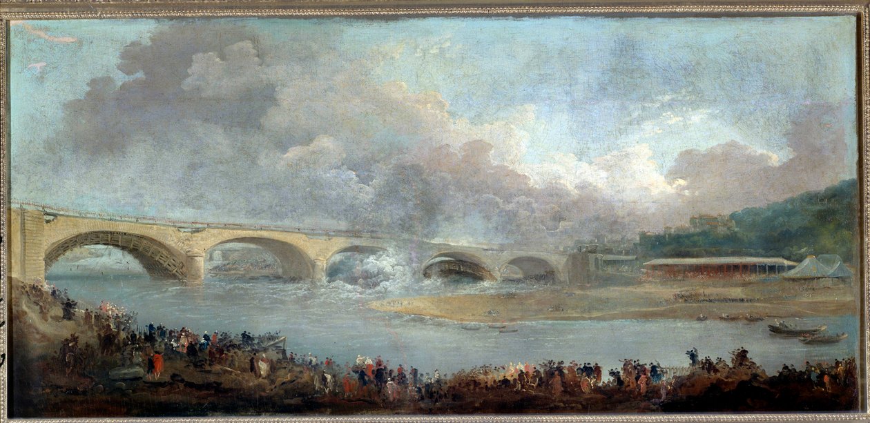 Le decintrement du pont de Neuilly le 22/09/1772 by Hubert Robert