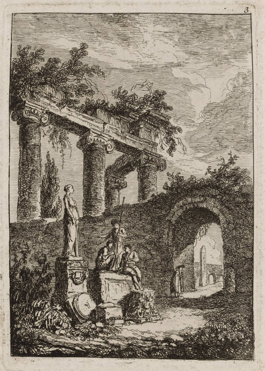 Plate Three from Evenings in Rome by Hubert Robert