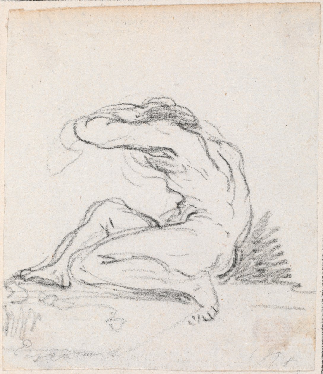 Seated Male Nude with Arm over Head, Seen from the Side by Hubert Robert