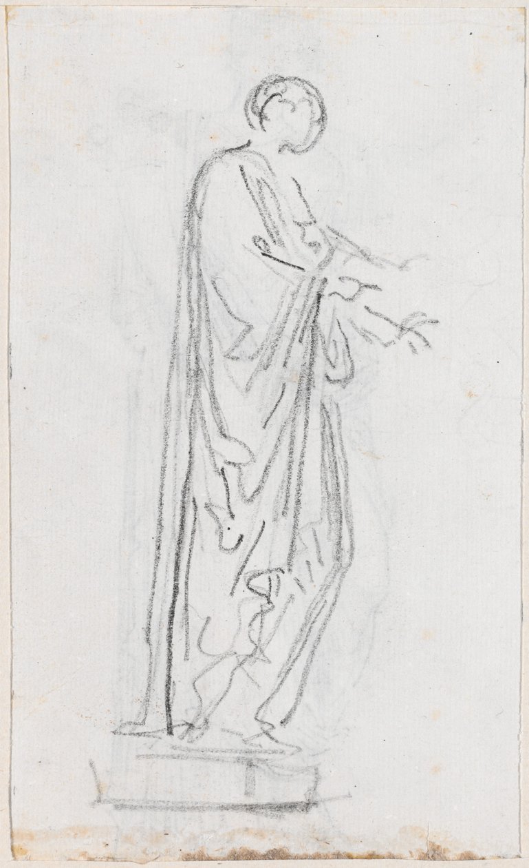 Statue of a Roman Woman (Female Deity?) Seen from the Side (verso) by Hubert Robert