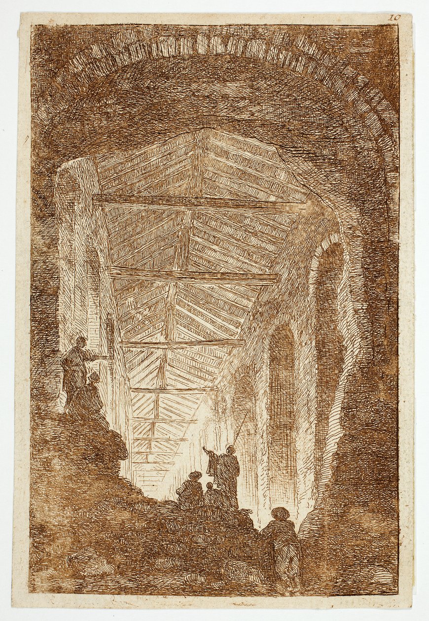 The Antique Gallery, plate ten from Les Soirées de Rome by Hubert Robert