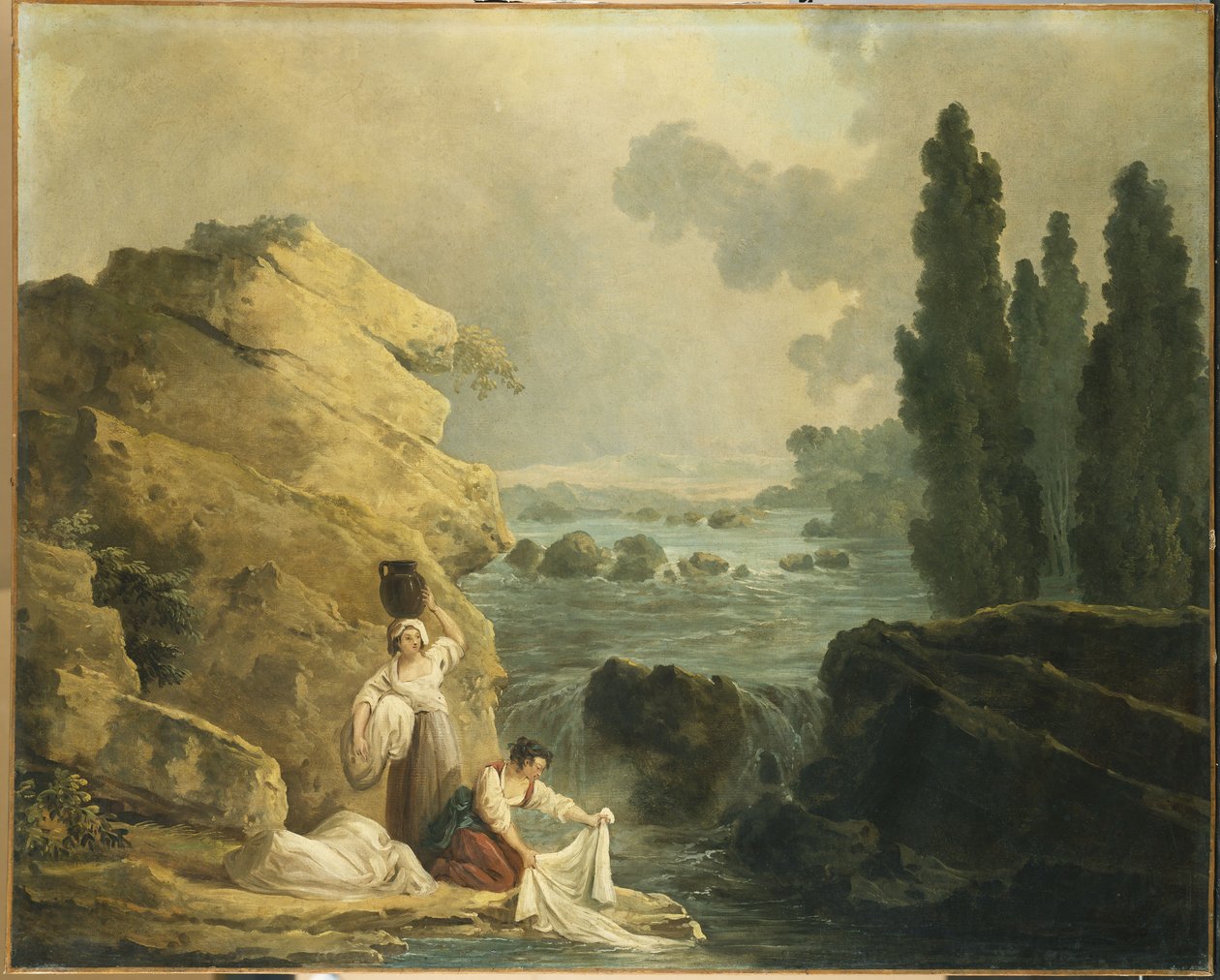Washerwomen by a Cascade by Hubert Robert