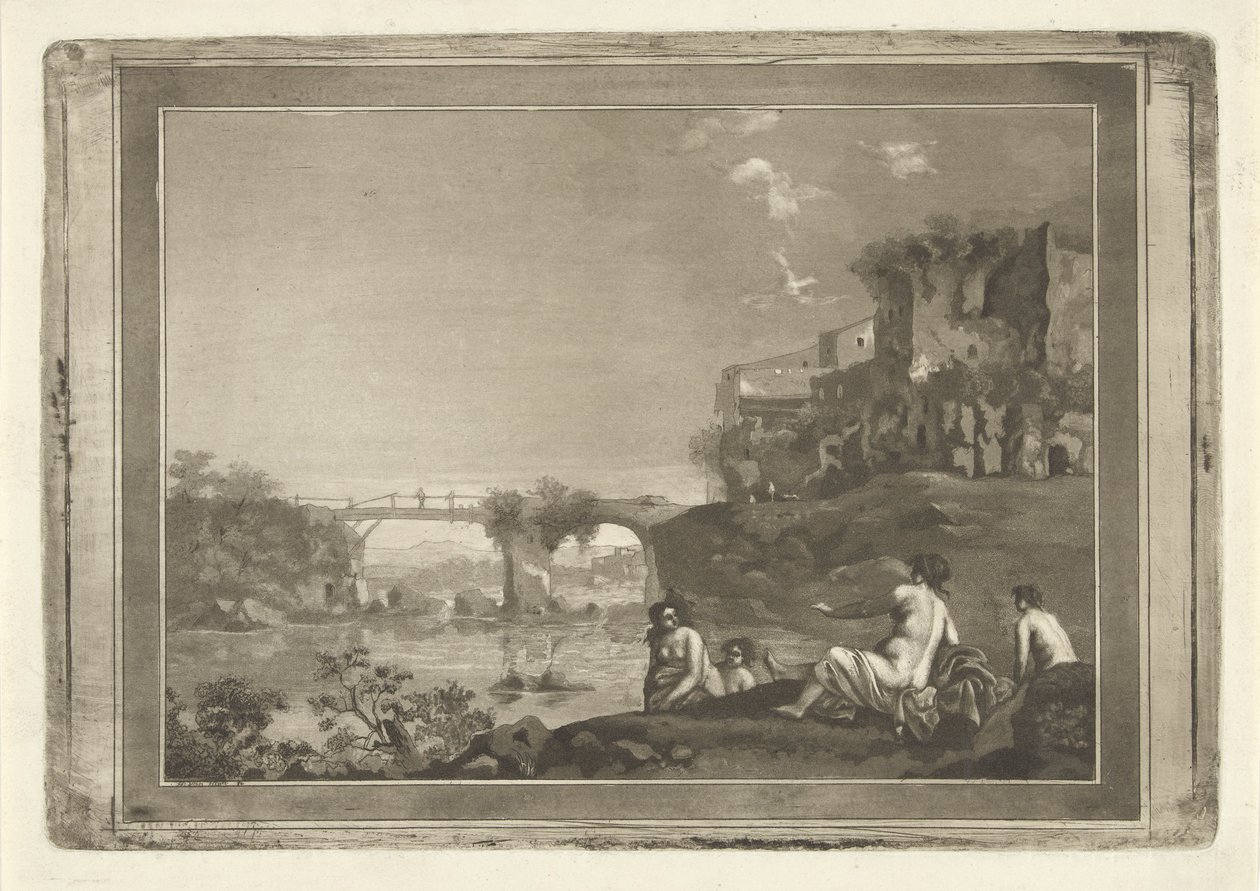 Landscape with Bathing Nymphs by Hubertus van Hove